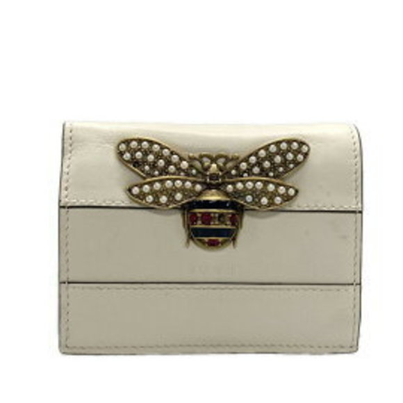 Gucci Queen Margaret Bifold Wallet Beads Faux Pearls Ivory White - Picture 1 of 8
